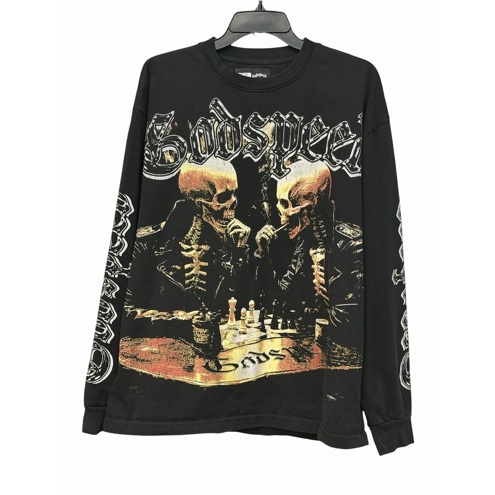 Godspeed Rarity Collection 166/555 Skeleton Chess Graphic Long Sleeve Med #U7-7